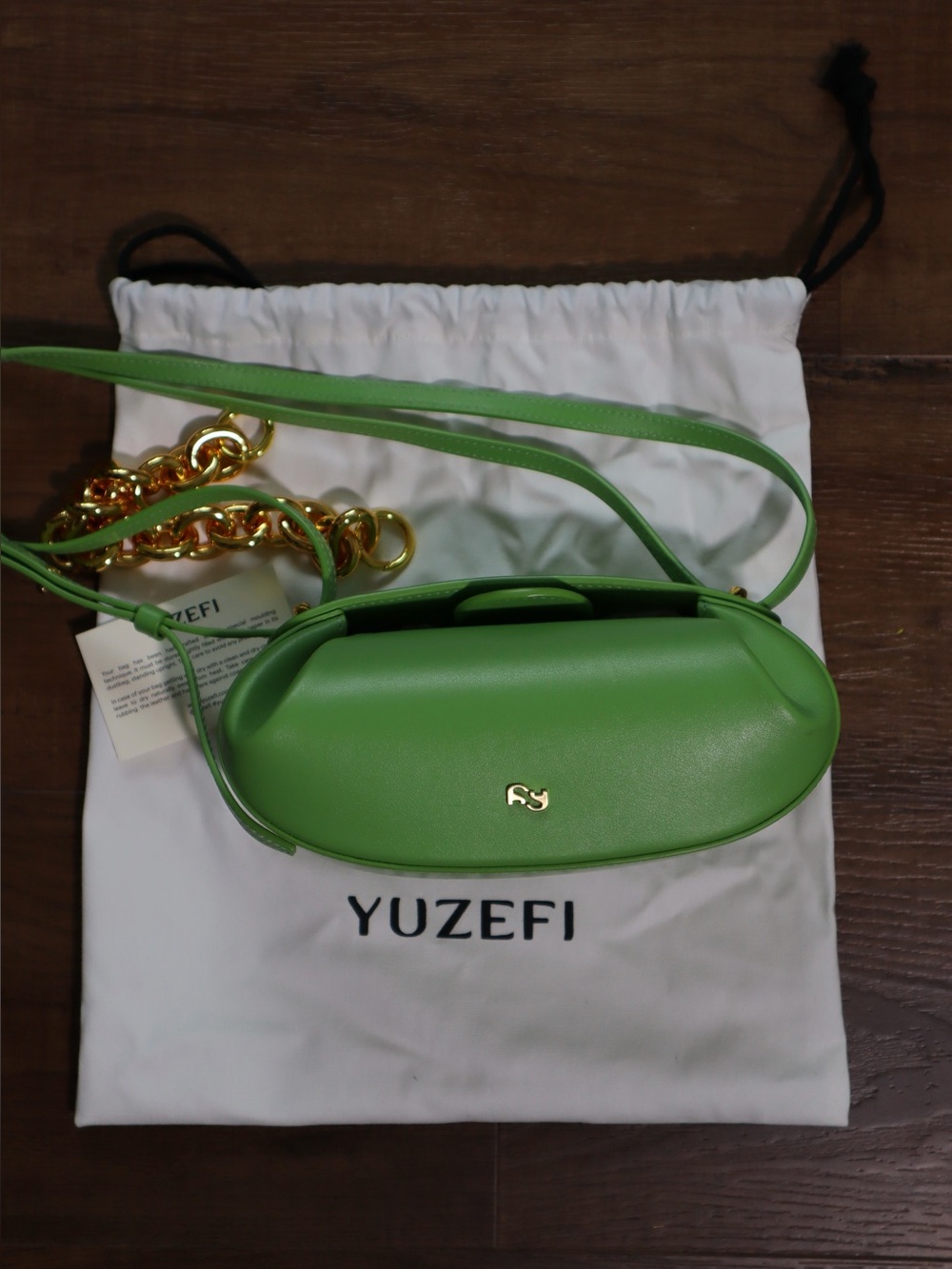 Yuzefi Spring Green “Dinner Roll” Shoulder Bag
